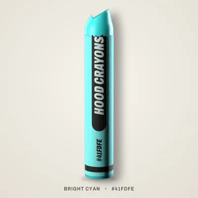 Bright Cyan crayon, #41FDFE