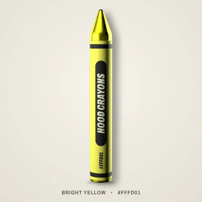 Bright Yellow crayon, #FFFD01