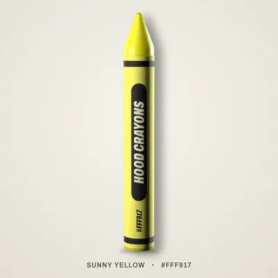 Sunny Yellow crayon, #FFF917