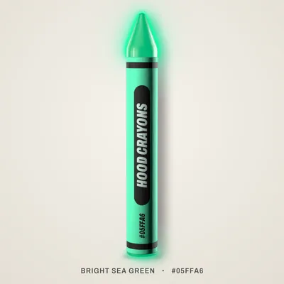 Bright Sea Green crayon, #05FFA6