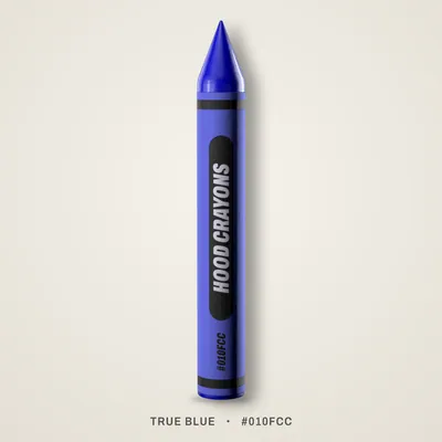 True Blue crayon, #010FCC