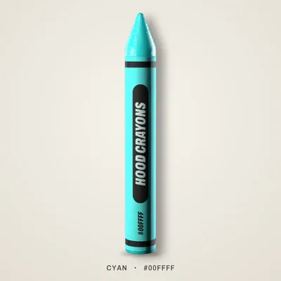 Cyan crayon, #00FFFF