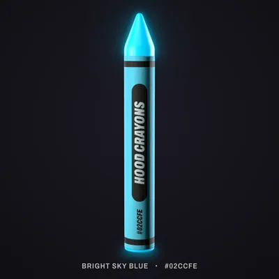Bright Sky Blue crayon, #02CCFE