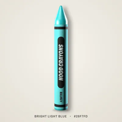 Bright Light Blue crayon, #26F7FD